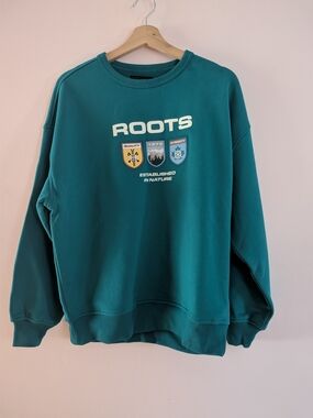 Roots All Gender Teal Green Crewneck Sweatshirt - Size Small